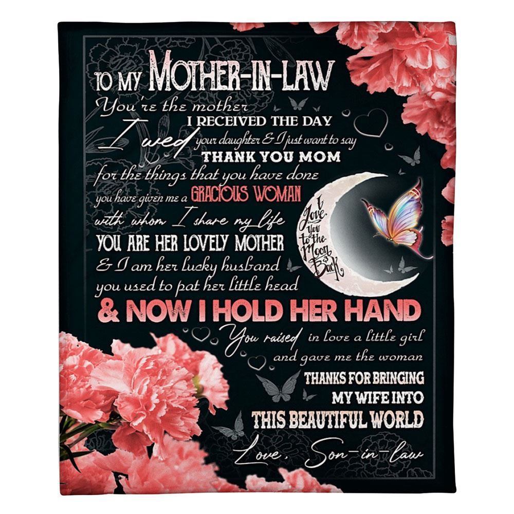To My Mother-In-Law Blanket Beautiful Flower Butterflies And Moon Blanket, Blankets For Mothers Day