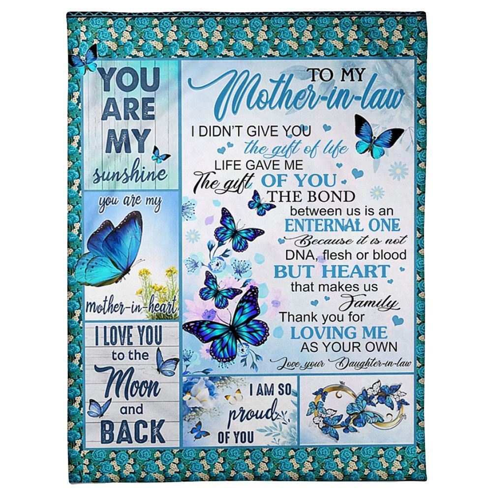 To My Mother-In-Law Blanket Butterflies Flower I Love You To The Moon Blanket, Blankets For Mothers Day