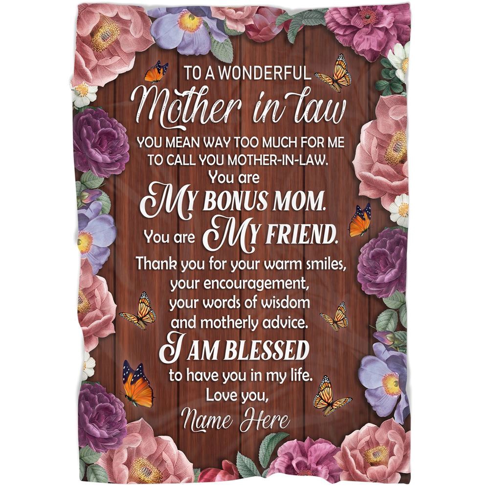 To My Mother-In-Law Blanket Flower Butterflies You Are My Friend Blanket, Blankets For Mothers Day