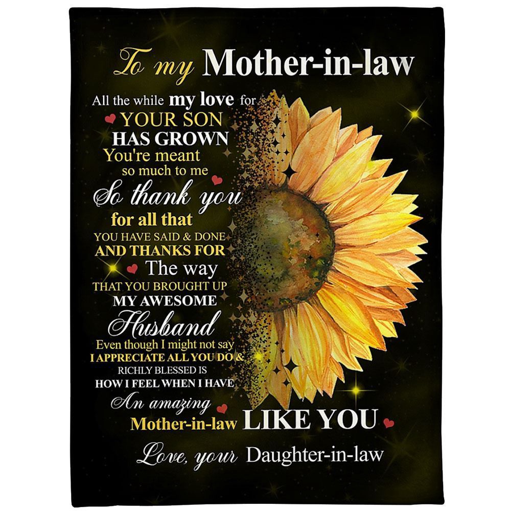 To My Mother-In-Law Blanket Haft Of Sunflower All The While My Love Blanket, Blankets For Mothers Day