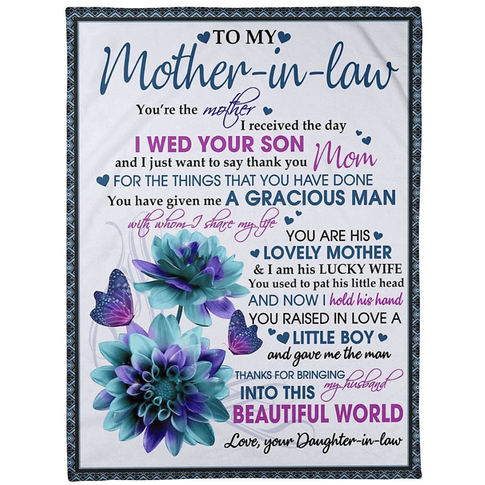 To My Mother-In-Law Blanket I Just Want To Say Thank You Flower Butterflies Blanket, Blankets For Mothers Day