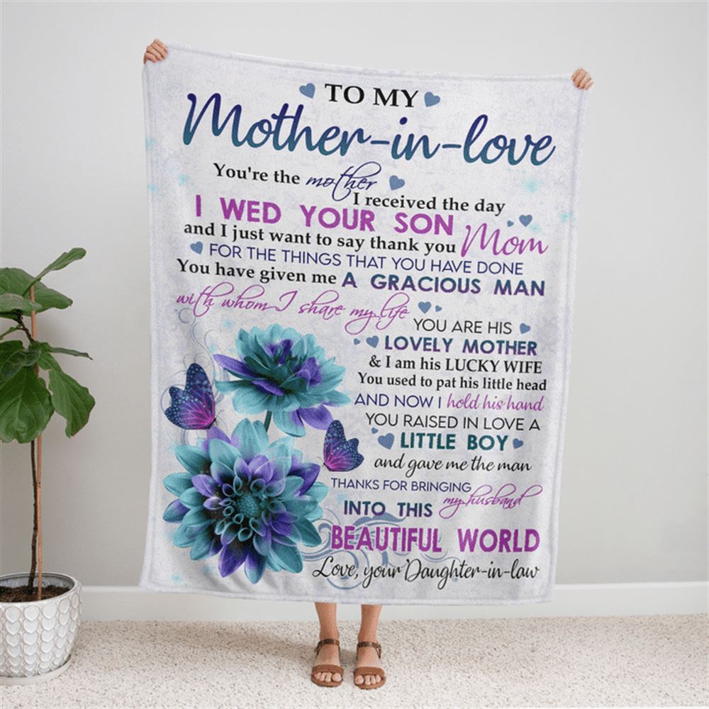 To My Mother-In-Law Blanket I Just Want To Say Thank You Flower Butterflies Blanket, Blankets For Mothers Day