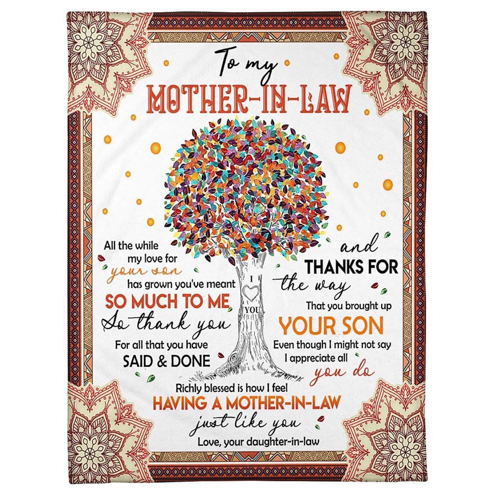 To My Mother-In-Law Blanket Mandala Tree My Love For Your Son Blanket, Blankets For Mothers Day To My Mother-In-Law Blanket Mandala Tree My Love For Your Son Blanket, Blankets For Mothers Day