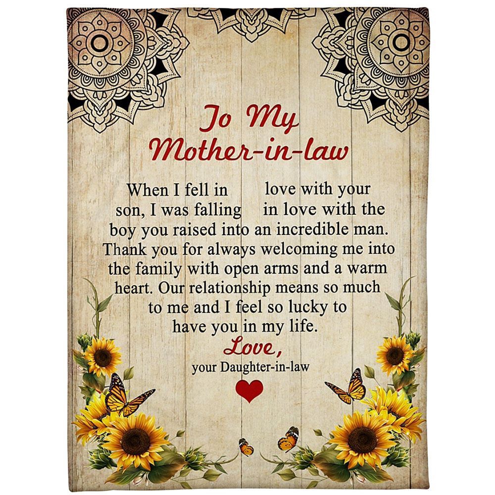 To My Mother-In-Law Blanket Vintage Sunflower & Butterflies Heart Artwork Blanket, Blankets For Mothers Day To My Mother-In-Law Blanket Vintage Sunflower & Butterflies Heart Artwork Blanket, Blankets For Mothers Day