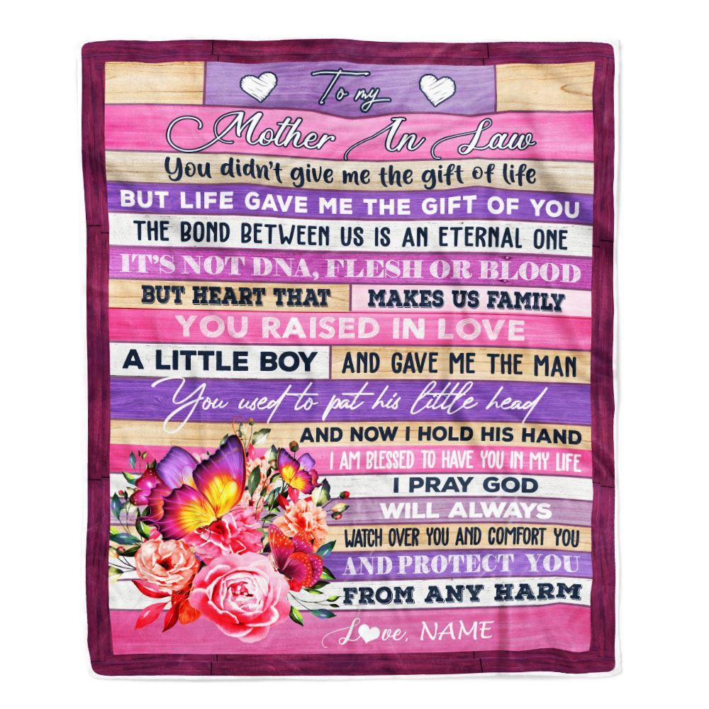 To My Mother In Law Blanket From Daughter Heart Makes Us Family Butterfly Flower, Mother Day Blanket, Personalized Blanket For Mom To My Mother In Law Blanket From Daughter Heart Makes Us Family Butterfly Flower, Mother Day Blanket, Personalized Blanket For Mom