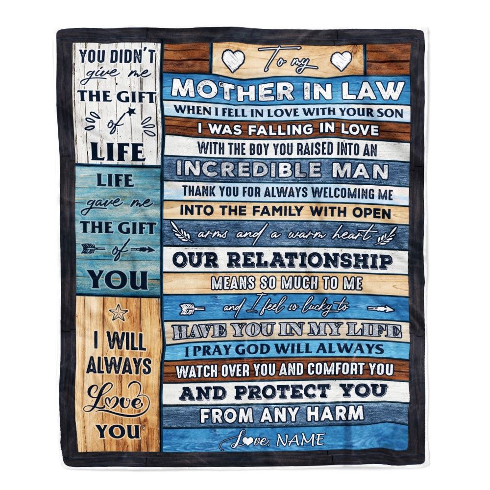 To My Mother In Law Blanket From Daughter Wood Always Love You, Mother Day Blanket, Personalized Blanket For Mom