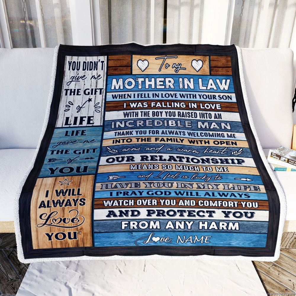 To My Mother In Law Blanket From Daughter Wood Always Love You, Mother Day Blanket, Personalized Blanket For Mom