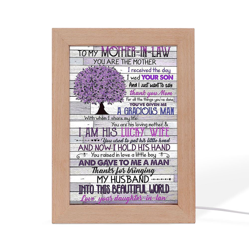 To My Mother In Law You Are The Mother I Received The Day Vertical Paper Frame Lamp, Picture Frame Light, Frame Lamp, Mother’s Day Gifts