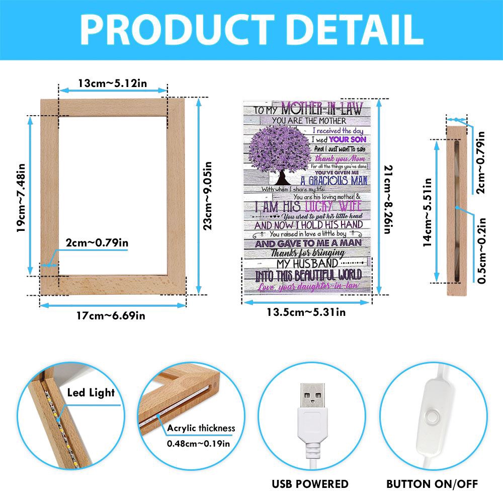 To My Mother In Law You Are The Mother I Received The Day Vertical Paper Frame Lamp, Picture Frame Light, Frame Lamp, Mother’s Day Gifts