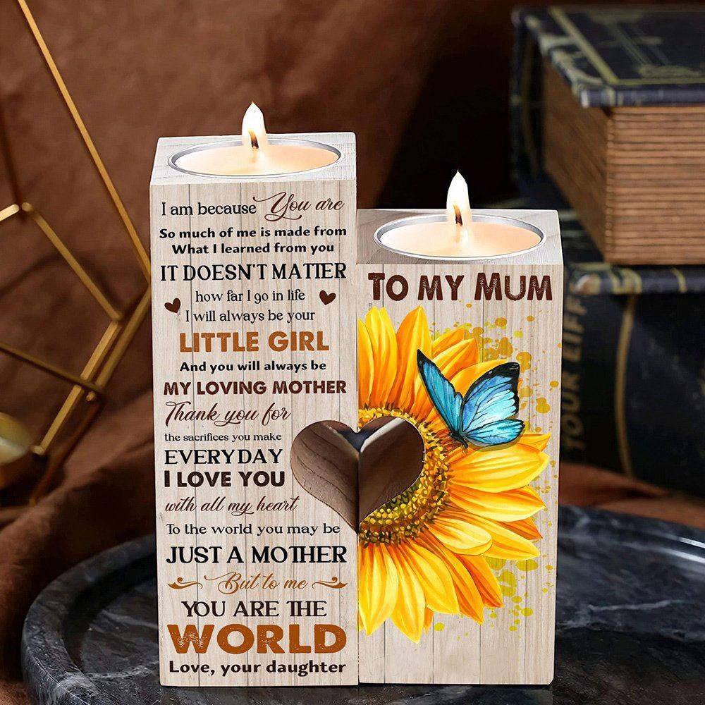 To My Mum, Thank You For Sacrifices You Make Everyday I Love You With All My Heart Heart Candle Holders, Mothers Day Candle