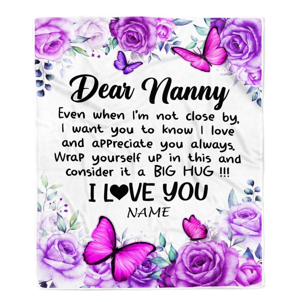 To My Nanny Blanket From Kids Butterfly Love And Appreciate, Mother Day Blanket, Personalized Blanket For Mom To My Nanny Blanket From Kids Butterfly Love And Appreciate, Mother Day Blanket, Personalized Blanket For Mom