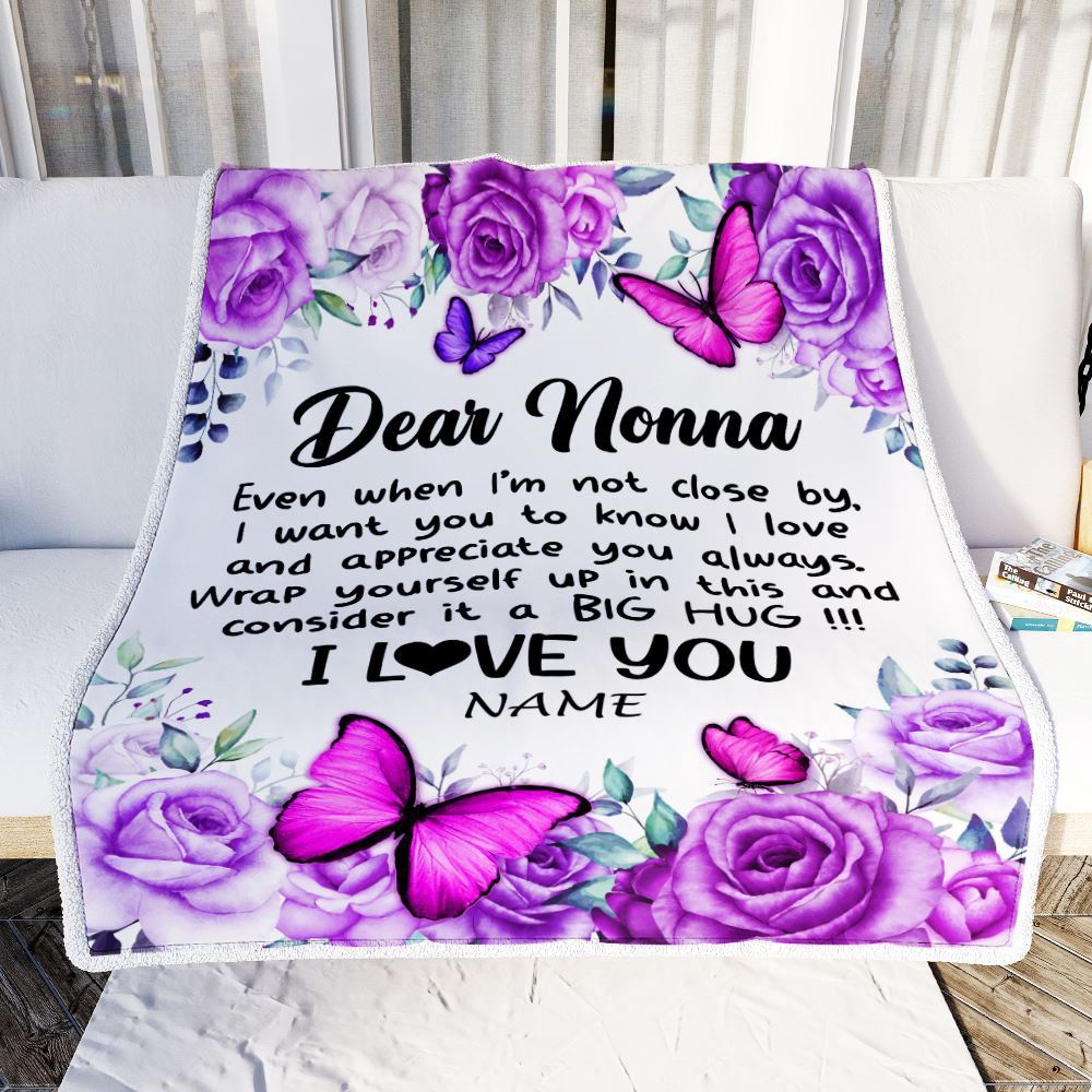To My Nonna Blanket From Granddaughter Grandson Butterfly Love And Appreciate, Mother Day Blanket, Personalized Blanket For Mom To My Nonna Blanket From Granddaughter Grandson Butterfly Love And Appreciate, Mother Day Blanket, Personalized Blanket For Mom