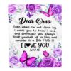 To My Oma Blanket From Granddaughter Grandson Bear I Love You, Mother Day Blanket, Personalized Blanket For Mom