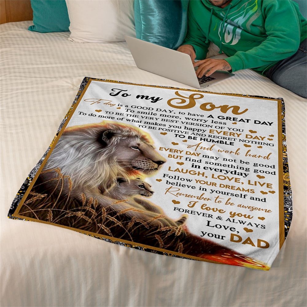 To My Son Blanket From Father Mother Be Positive Regret Nothing Lion Sunset Blanket, Blankets For Mothers Day To My Son Blanket From Father Mother Be Positive Regret Nothing Lion Sunset Blanket, Blankets For Mothers Day