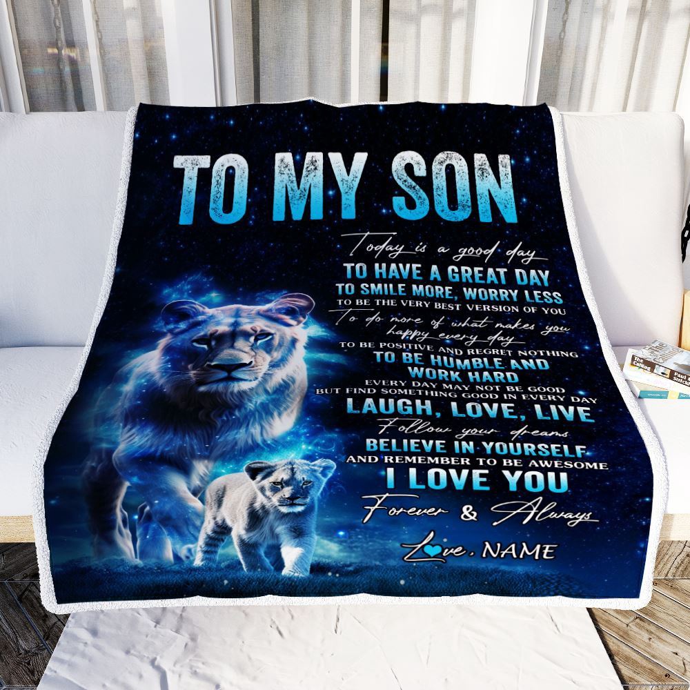To My Son Lion Blanket From Mom Mother Today Is A Good Day, Mother Day Blanket, Personalized Blanket For Mom To My Son Lion Blanket From Mom Mother Today Is A Good Day, Mother Day Blanket, Personalized Blanket For Mom