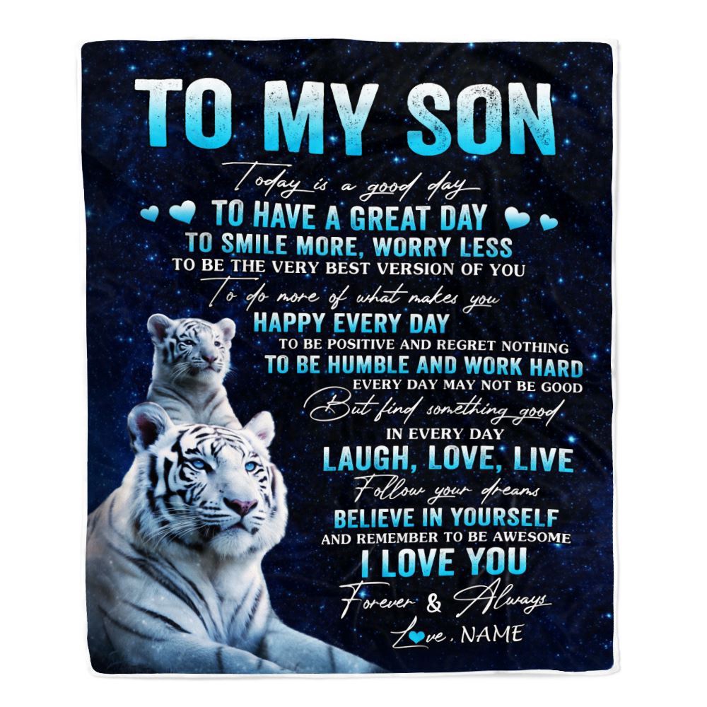 To My Son Tiger Blanket From Mom Dad Mother Today Is A Good Day, Mother Day Blanket, Personalized Blanket For Mom To My Son Tiger Blanket From Mom Dad Mother Today Is A Good Day, Mother Day Blanket, Personalized Blanket For Mom