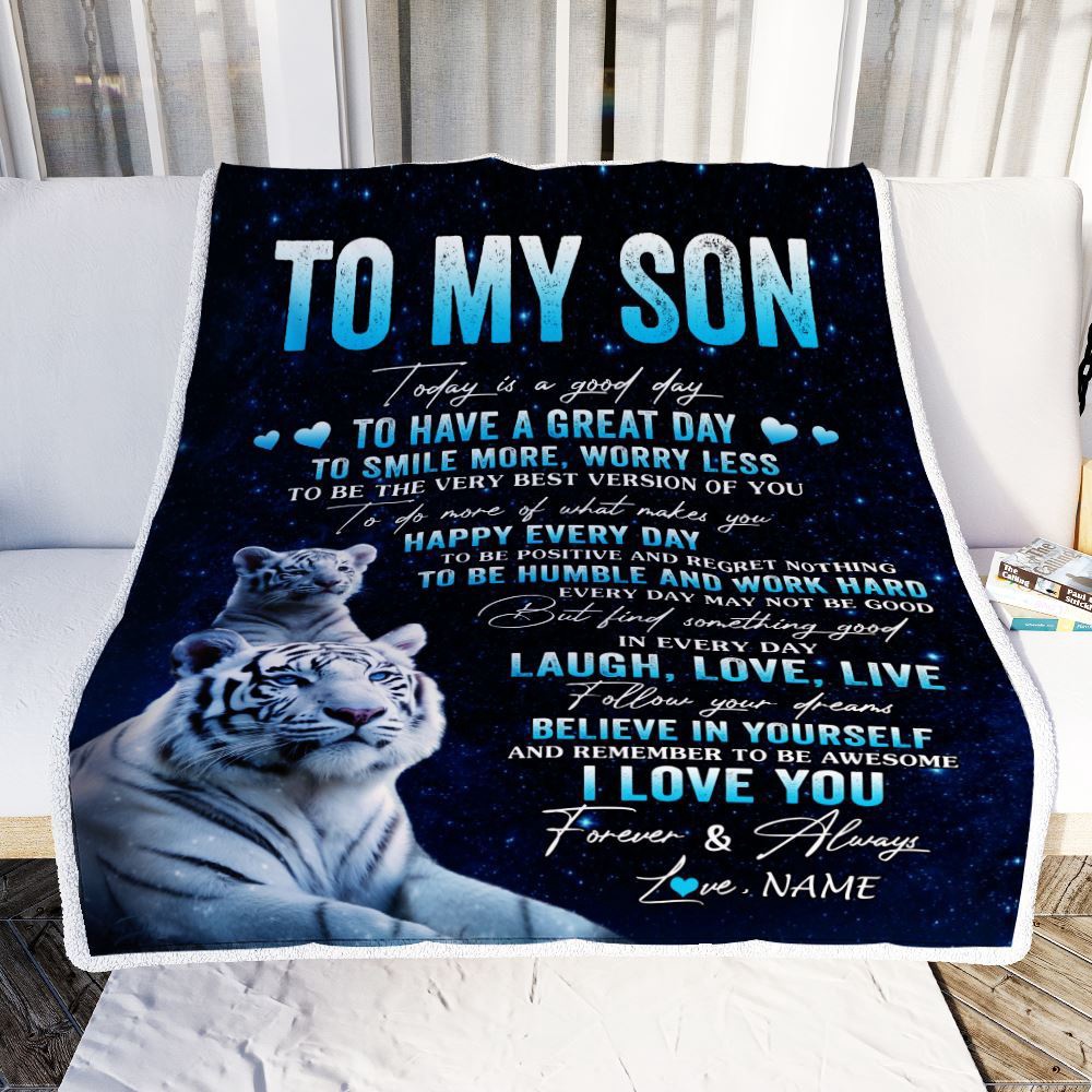 To My Son Tiger Blanket From Mom Dad Mother Today Is A Good Day, Mother Day Blanket, Personalized Blanket For Mom To My Son Tiger Blanket From Mom Dad Mother Today Is A Good Day, Mother Day Blanket, Personalized Blanket For Mom