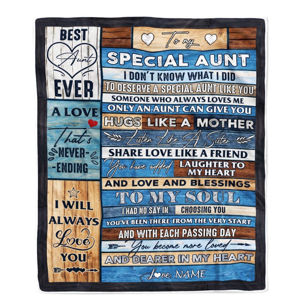 To My Special Aunt Blanket From Niece Nephew Wood Letter, Mother Day Blanket, Personalized Blanket For Mom To My Special Aunt Blanket From Niece Nephew Wood Letter, Mother Day Blanket, Personalized Blanket For Mom