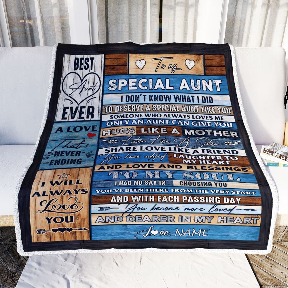 To My Special Aunt Blanket From Niece Nephew Wood Letter, Mother Day Blanket, Personalized Blanket For Mom To My Special Aunt Blanket From Niece Nephew Wood Letter, Mother Day Blanket, Personalized Blanket For Mom
