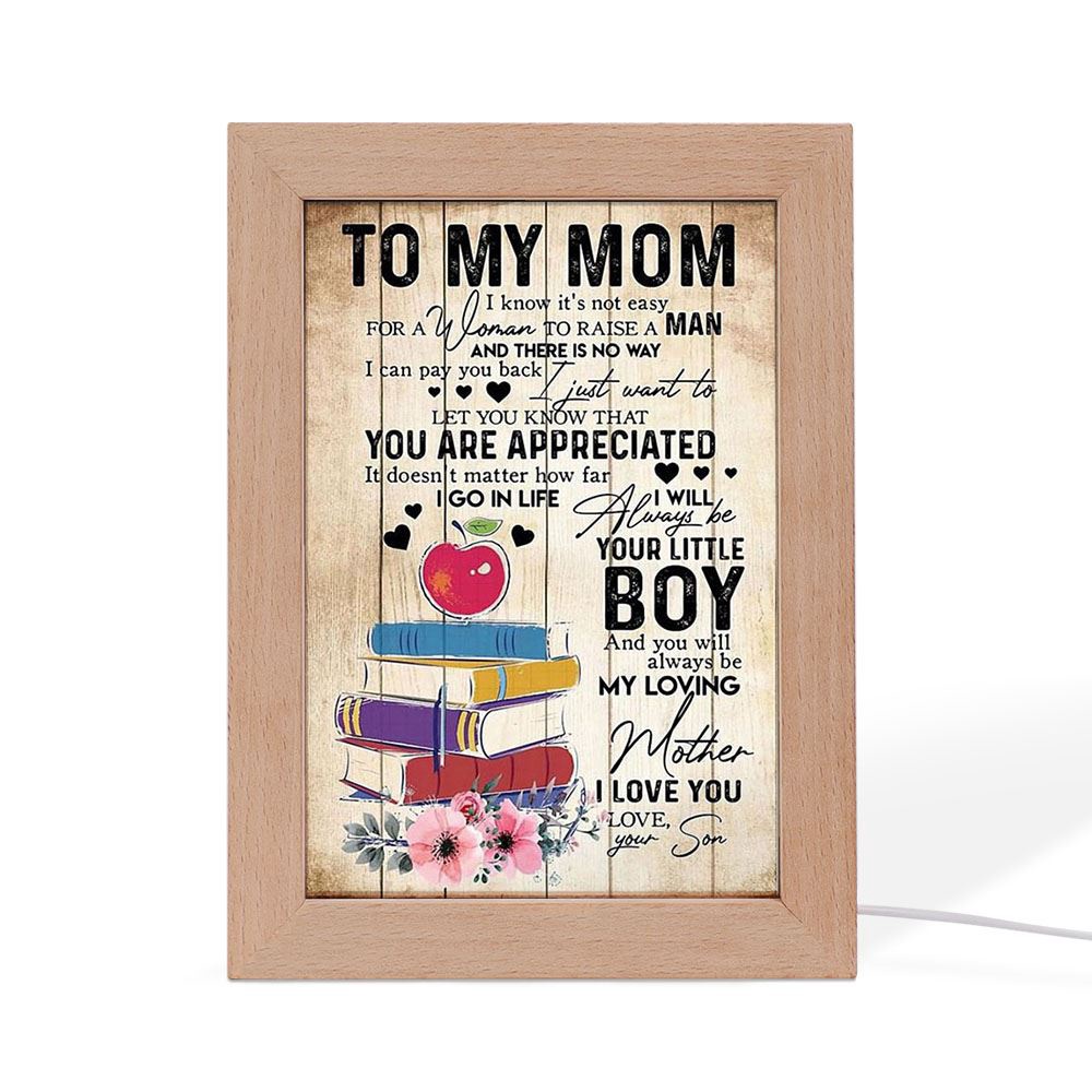 To My Teacher Mom Floral Frame Lamp Mother’S Day Gift, Picture Frame Light, Frame Lamp, Mother’s Day Gifts