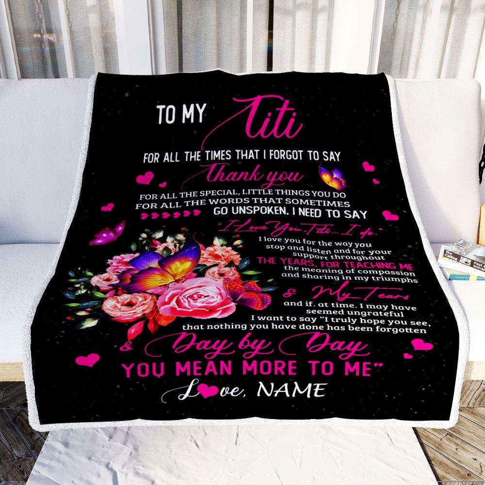To My Titi Blanket From Daughter Son Flower Butterfly Thank You For All The Special, Mother Day Blanket, Personalized Blanket For Mom To My Titi Blanket From Daughter Son Flower Butterfly Thank You For All The Special, Mother Day Blanket, Personalized Blanket For Mom