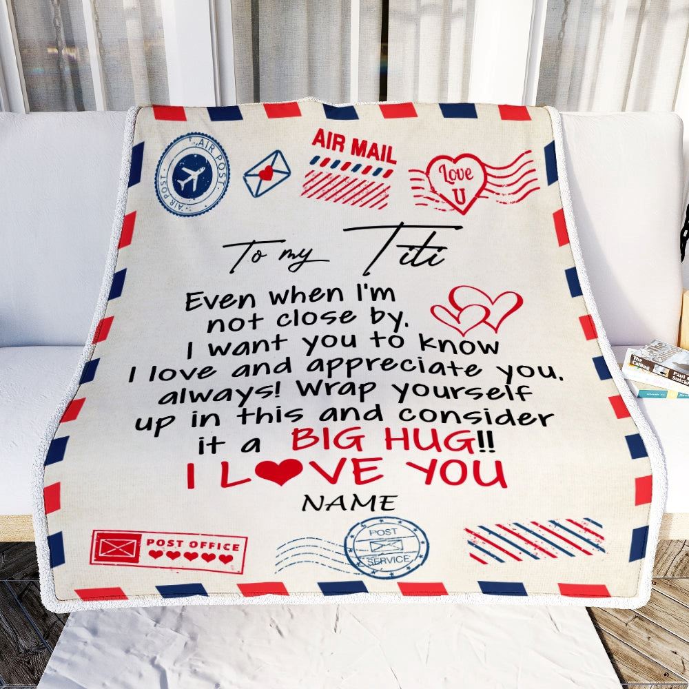 To My Titi Blanket From Niece Nephew I Love You Hugs Air Mail Letter, Mother Day Blanket, Personalized Blanket For Mom To My Titi Blanket From Niece Nephew I Love You Hugs Air Mail Letter, Mother Day Blanket, Personalized Blanket For Mom