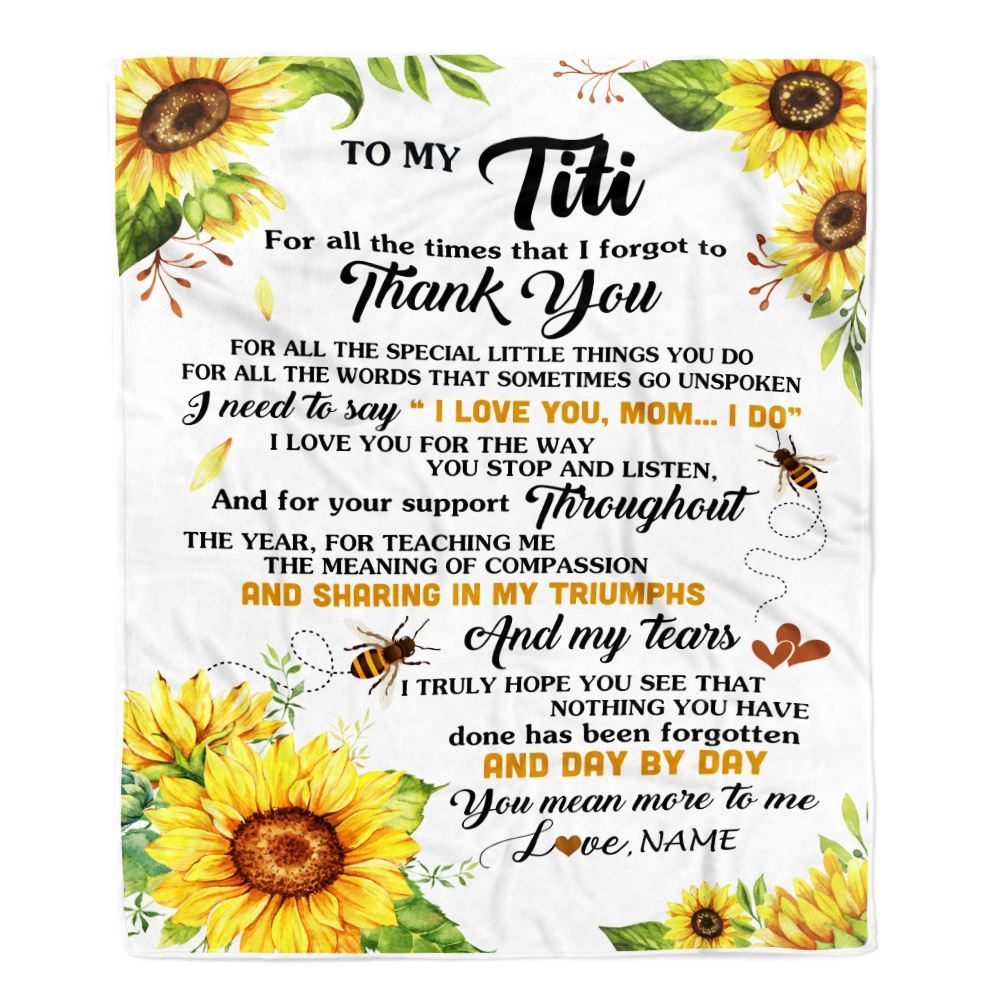 To My Titi Blanket From Niece Nephew Sunflower Thank You I Love You, Mother Day Blanket, Personalized Blanket For Mom To My Titi Blanket From Niece Nephew Sunflower Thank You I Love You, Mother Day Blanket, Personalized Blanket For Mom