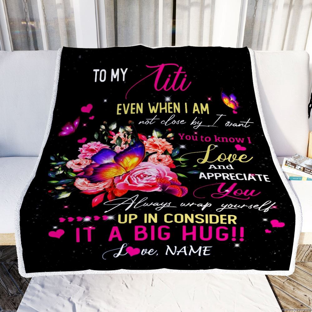 To My Titi From Niece Nephew Blanket It A Big Hug I Love You, Mother Day Blanket, Personalized Blanket For Mom To My Titi From Niece Nephew Blanket It A Big Hug I Love You, Mother Day Blanket, Personalized Blanket For Mom