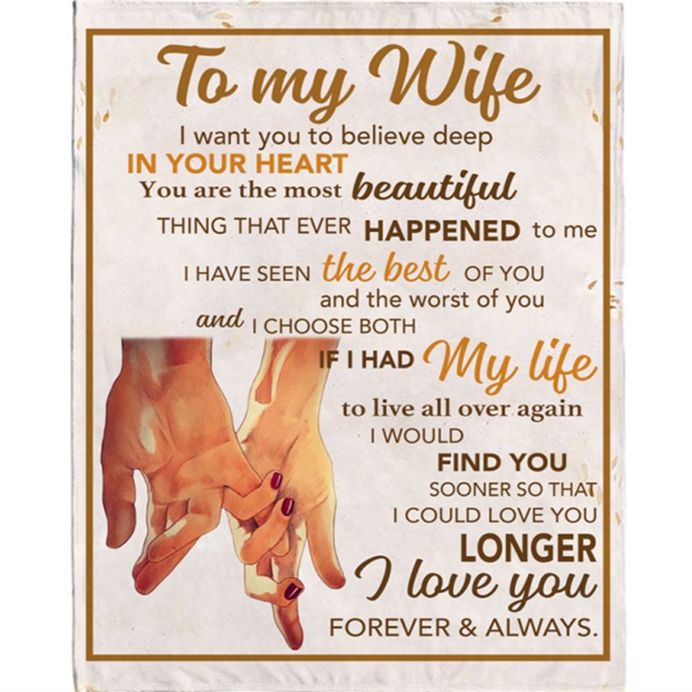 To My Wife I Love You Forever And Always Hands Blankets White Plush Fleece Blanket, Blankets For Mothers Day To My Wife I Love You Forever And Always Hands Blankets White Plush Fleece Blanket, Blankets For Mothers Day