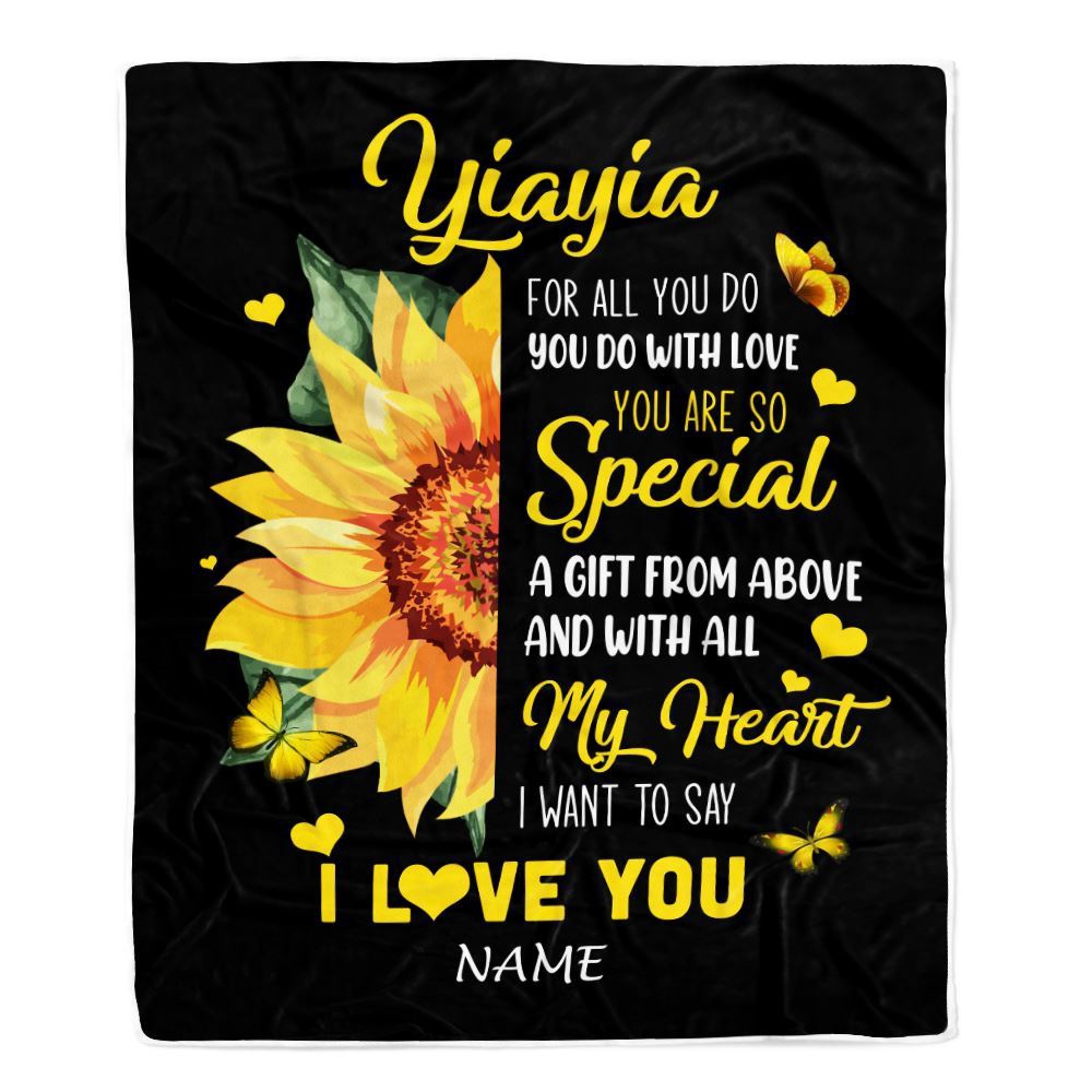 To My Yiayia Blanket From Grandkids Granddaughter I Want To Say I Love You, Mother Day Blanket, Personalized Blanket For Mom