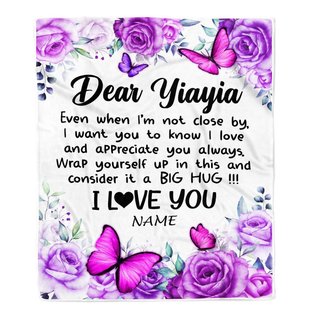 To My Yiayia Blanket From Kids Butterfly Love And Appreciate, Mother Day Blanket, Personalized Blanket For Mom