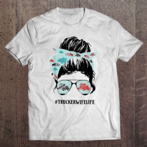 Trucker Wife Funny Messy Bun Hair Glasses&hellip;