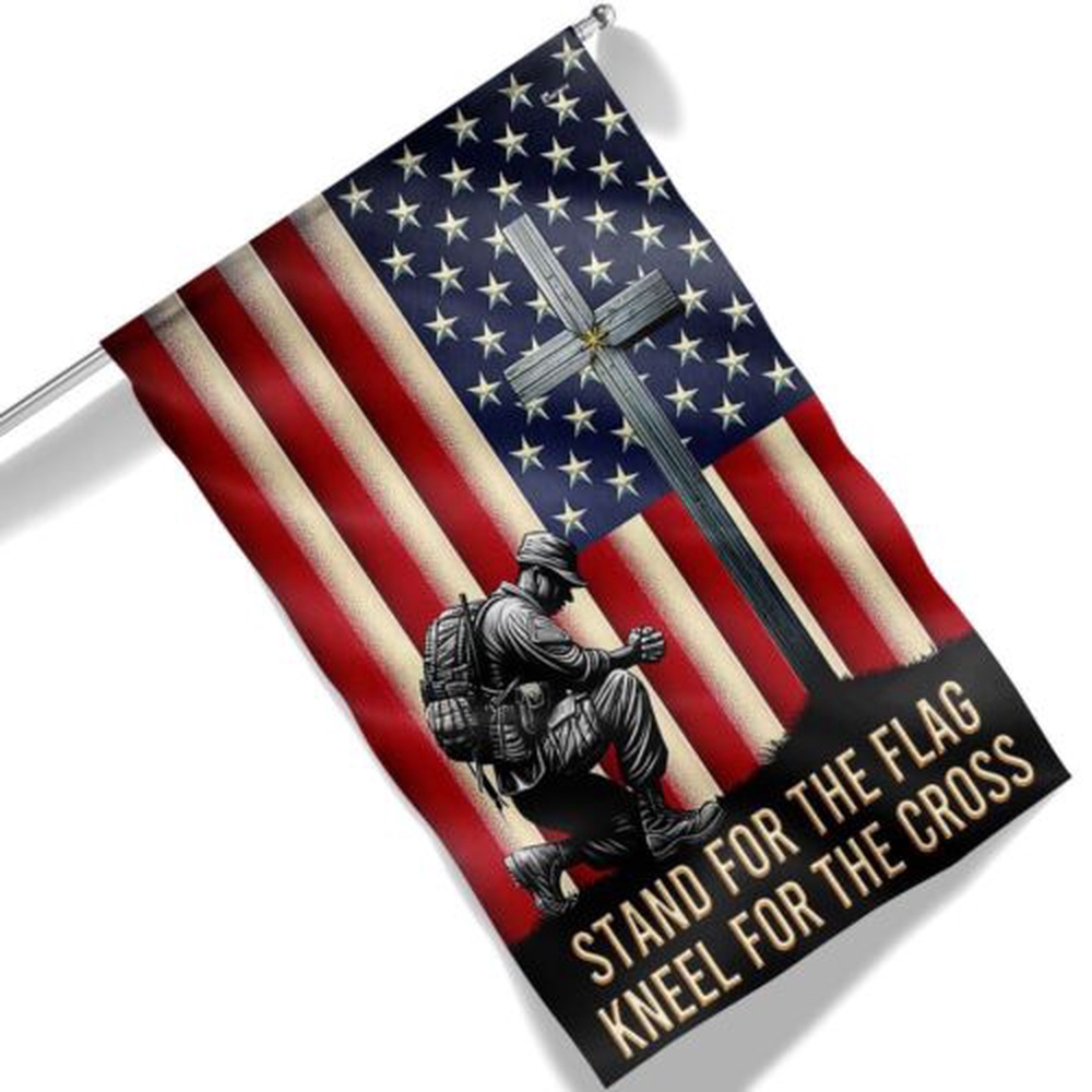 Veteran Kneeling Christ Cross American Flag, Veterans Flags, Veterans Day Flag Veteran Kneeling Christ Cross American Flag, Veterans Flags, Veterans Day Flag