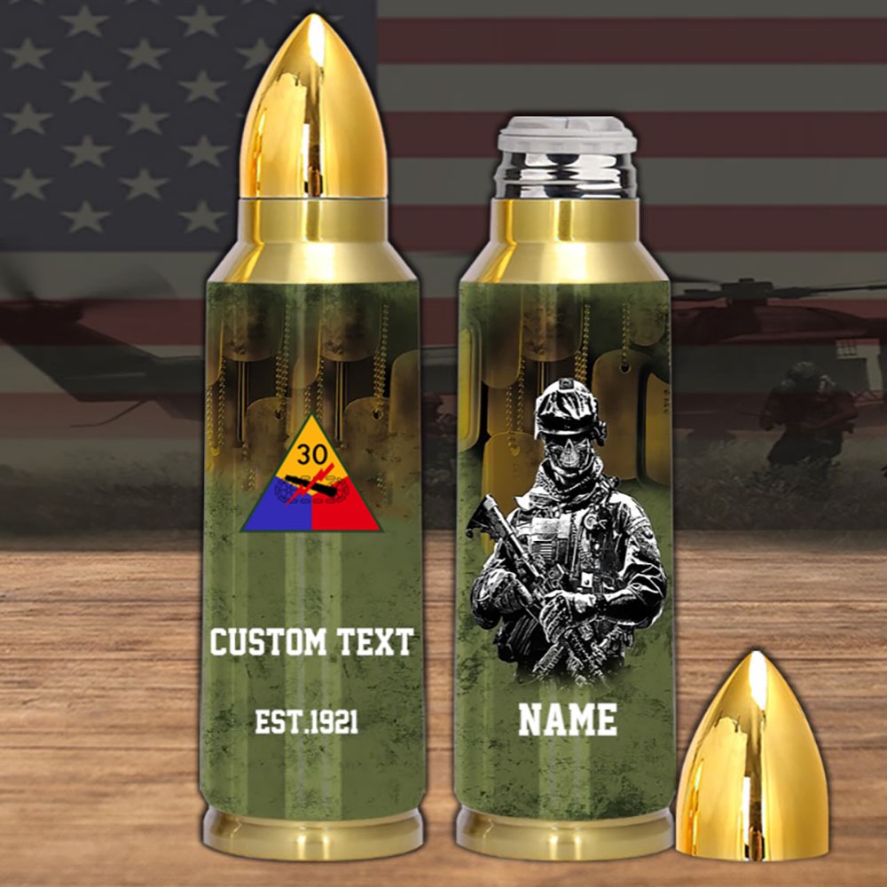 Veteran Army Bullet Tumbler Armored Division 30th Armored Division, Army Tumbler, Bullet Tumbler, Military Tumbler, Personalized Tumbler