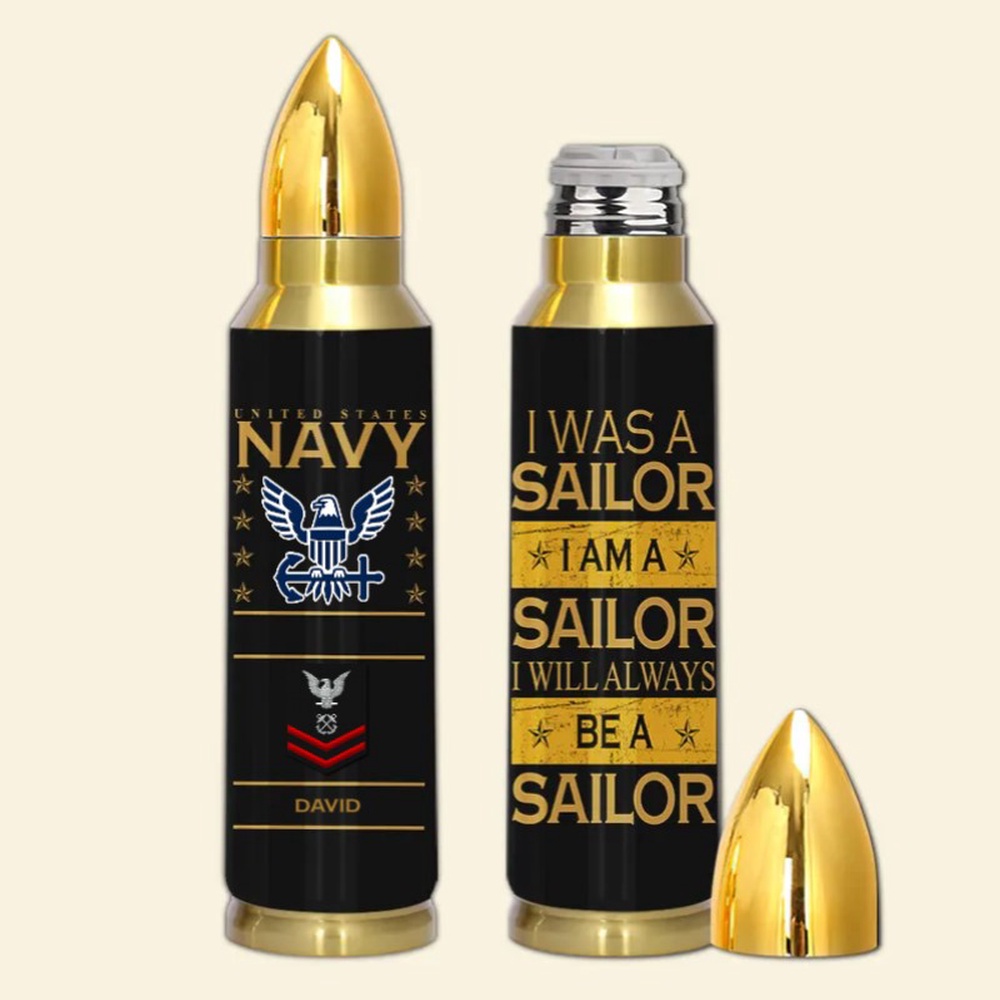 Veteran Custom Bullet Tumbler Once A Veteran Always A Veteran, Navy Tumbler, Bullet Tumbler, Military Tumbler