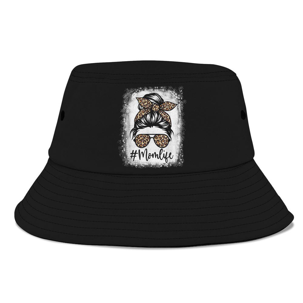 Women Mom Life Bleached Mom Life Leopard Messy Bun Bucket Hat, Mother Day Hat, Mother’s Day Gifts