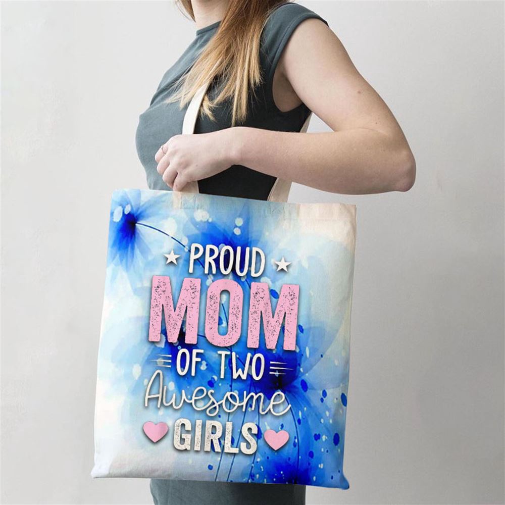 Women Mom Of 2 Girls Two Daughters Mothers Day Tote Bag, Mom Tote Bag, Tote Bags For Moms, Gift Tote Bags