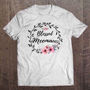 Womens Blessed Meemaw With Floral Heart Mother’s&hellip;
