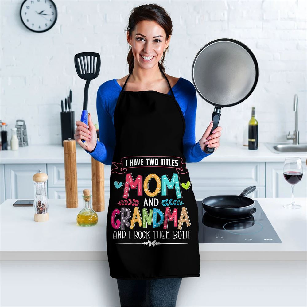Womens Funny Grandma Shirts women Mom and Grandma I rock them Both Apron, Aprons For Mother’s Day, Mother’s Day Gifts