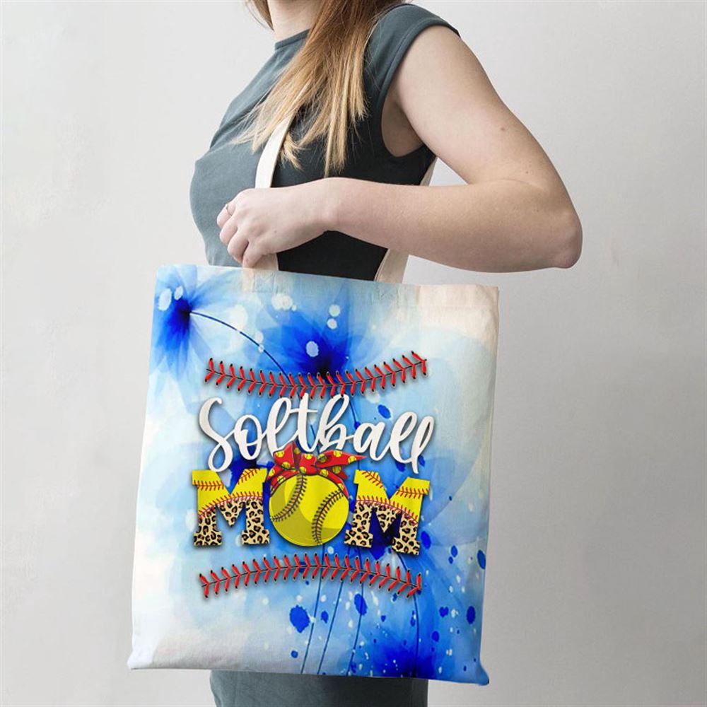 Womens Funny Softball Mom Mothers Day Leopard Baseball Stiches Tote Bag, Mom Tote Bag, Tote Bags For Moms, Gift Tote Bags