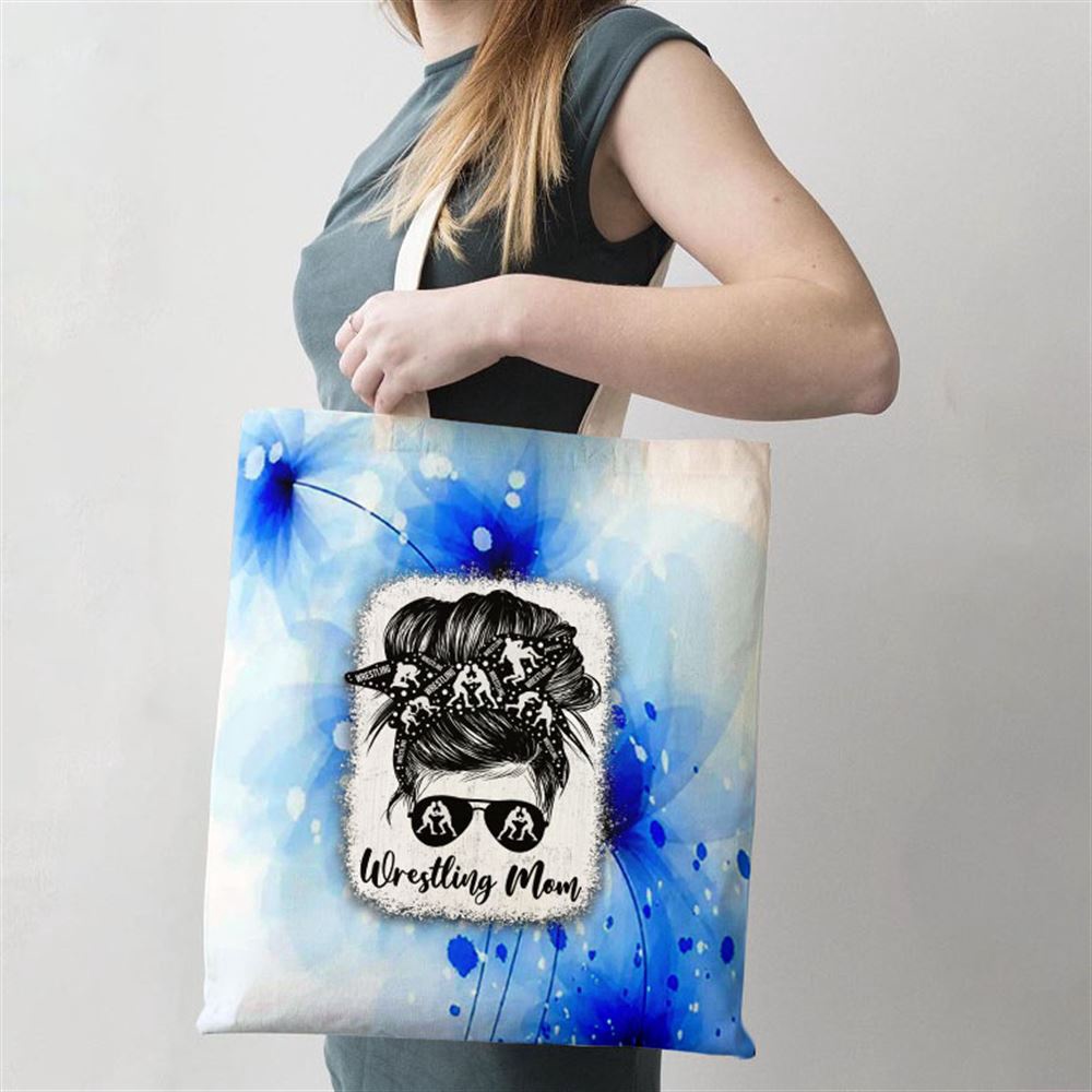 Wrestling Mom Messy Bun Wrestle Wrestler Mothers Day Tote Bag, Mom Tote Bag, Tote Bags For Moms, Gift Tote Bags