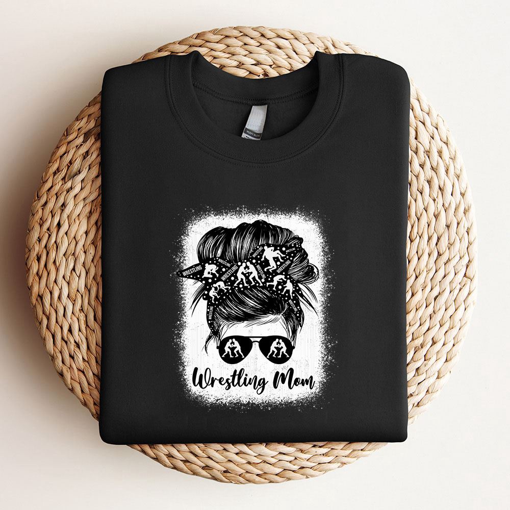 Wrestling Mom Shirt Messy Bun Wrestle Wrestler Mothers Day Sweatshirt, Mother Sweatshirt, Sweatshirt For Mom, Mum Sweatshirt