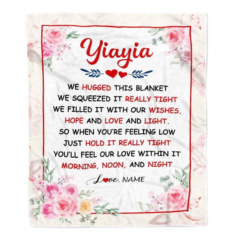 Yiayia Blanket From Grandkids Granddaughter Grandson We Hugged This Blanket, Mother Day Blanket, Personalized Blanket For Mom