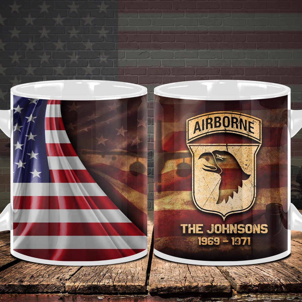 101st Airborne Division Military Proudly Served, Military Mug American Flag, Veteran Coffee Mugs, Military Mug