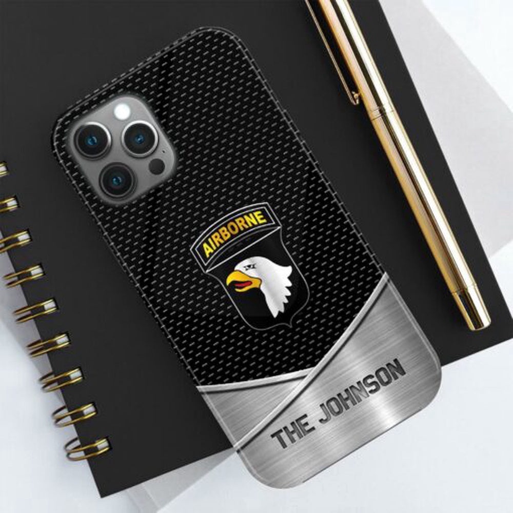 101st Airborne Division Phone Case Personalized Your Name And Rank, Military Phone Case, Veteran Phone Case, Military Phone Cases