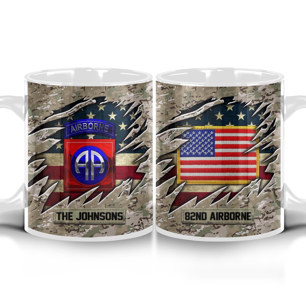 82nd Airborne Camo Mug Proudly Served Duty Honor Country Mug, Veteran Coffee Mugs, Military Mug