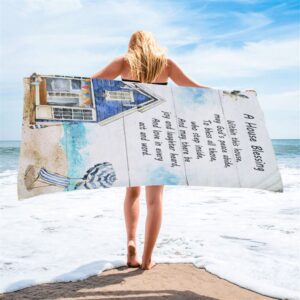 A House Blessing Beach Towel God Bless This House Beach Towel Decor Christian Beach Towel Summer Towels 2 wdqqsn.jpg