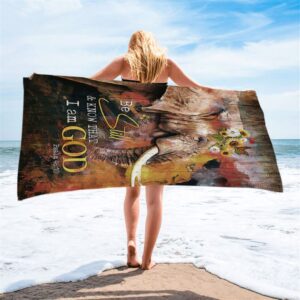 African Elephant Sunflower Be Still And Know That I Am God Beach Towel, Christian Beach Towel, Summer Towels