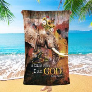 African Elephant Sunflower Be Still And Know That I Am God Beach Towel Christian Beach Towel Summer Towels 2 g80e9h.jpg