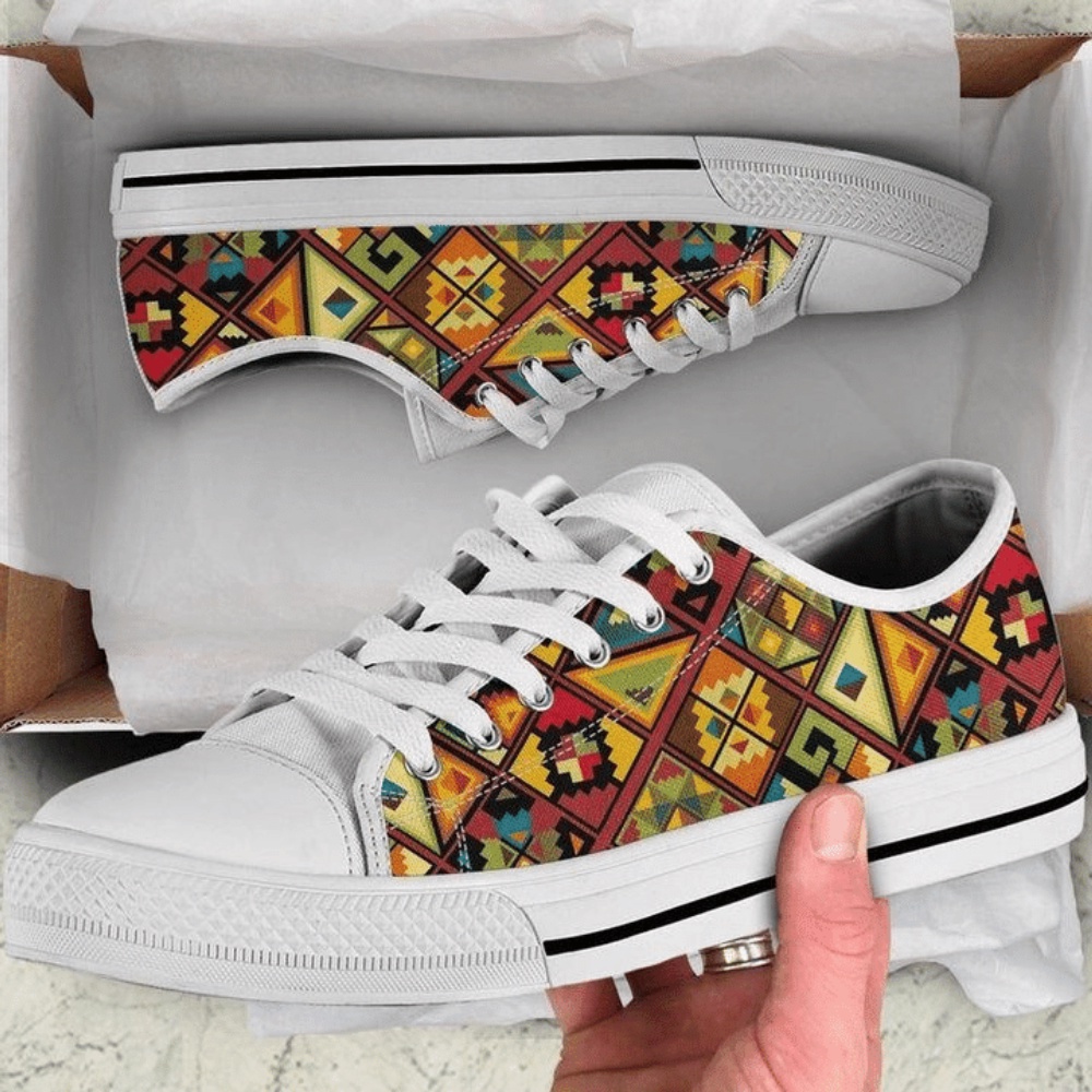 African Pattern Low Top Shoes Sneaker, Low Top Designer Shoes, Low Top Sneakers
